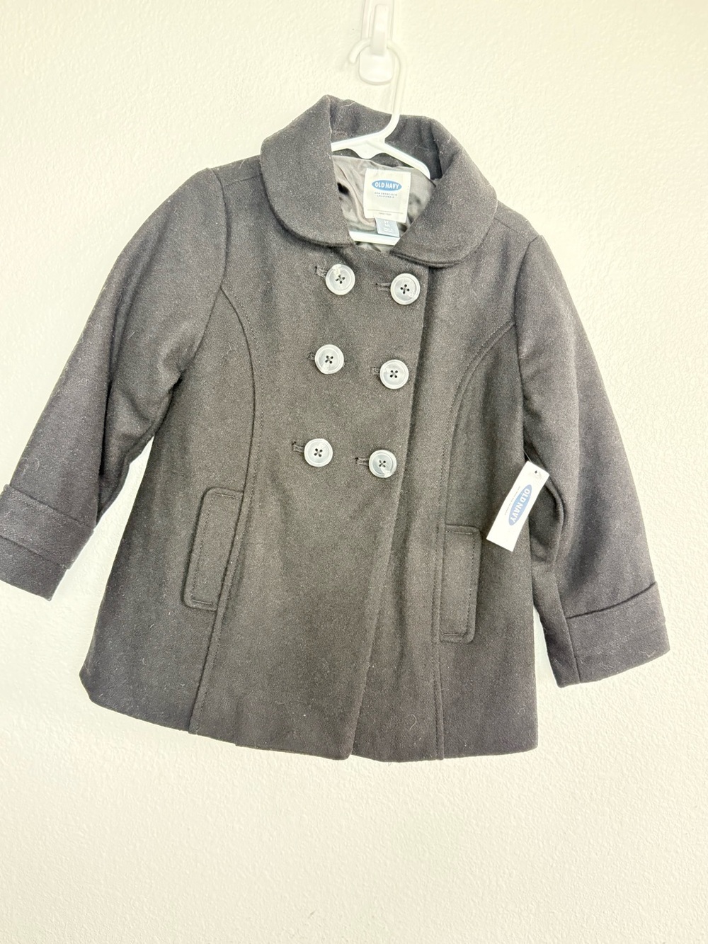Old Navy Girls Charcoal Gray Double-Breasted Peacoat